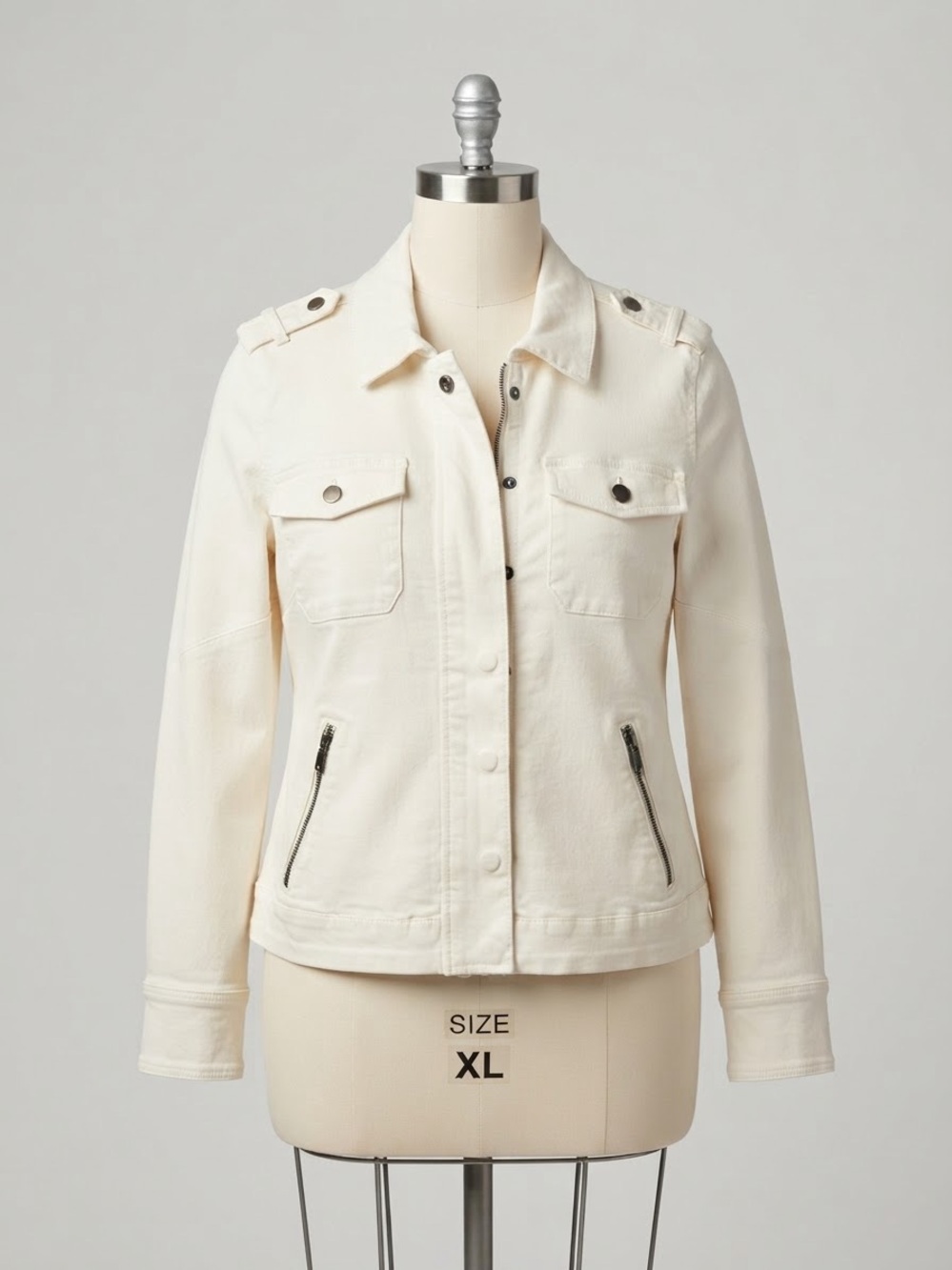 Kut from the Kloth Cream Utility Jacket with Zip Pockets